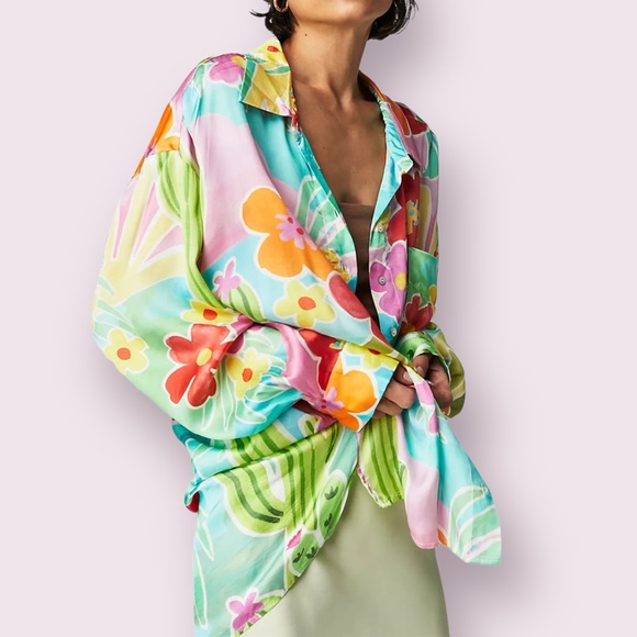 New Spell x Free People Floral Tutti Fruitti XS, S, M Pink Button Shirtdress - Picture 7 of 15